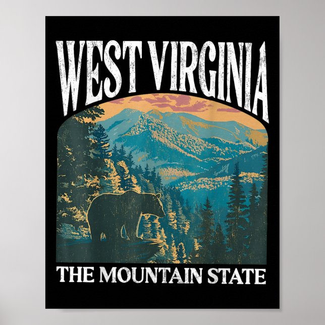 Affiche Virginie-Occidentale Retro Bear Mountain Graphic (Devant)