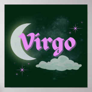 Affiche Virgo Céleste Lune Cloud Étoiles Astrologie Art