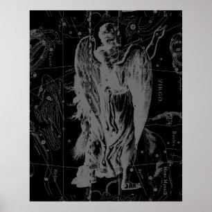 Affiche Virgo Constellation Hevelius 1690 Vintage