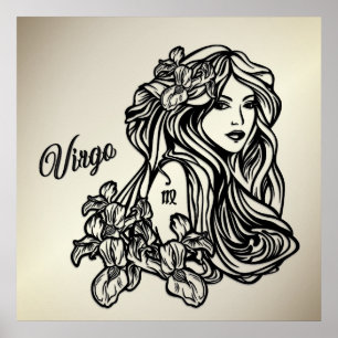 Affiche Virgo La Vierge Zodiac Golden