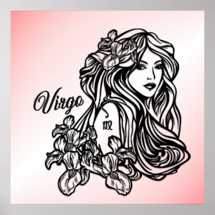 Affiche Virgo La Vierge Zodiac rose