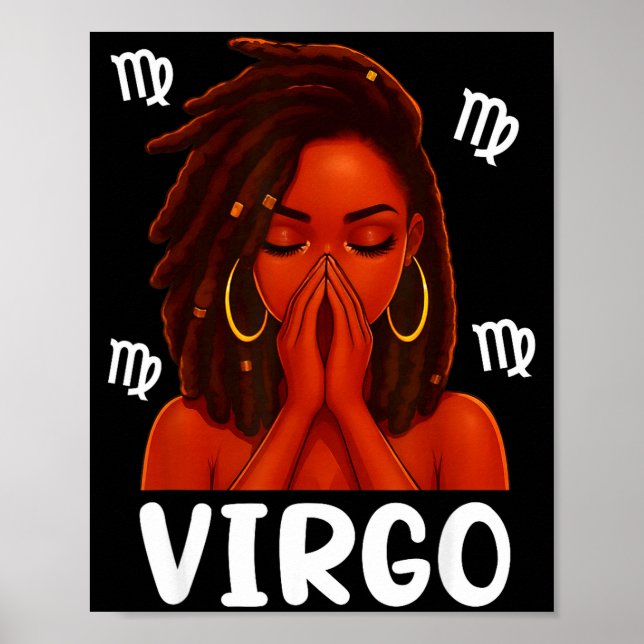 Affiche Virgo Loc'd Black Woman Pray Christian Zodiac Birt (Devant)