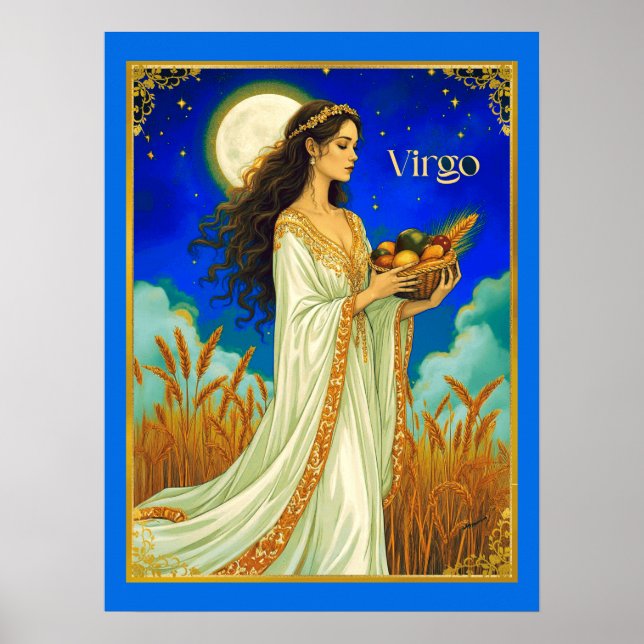 Affiche Virgo Zodiac Beauty Under a Night Sky (Devant)