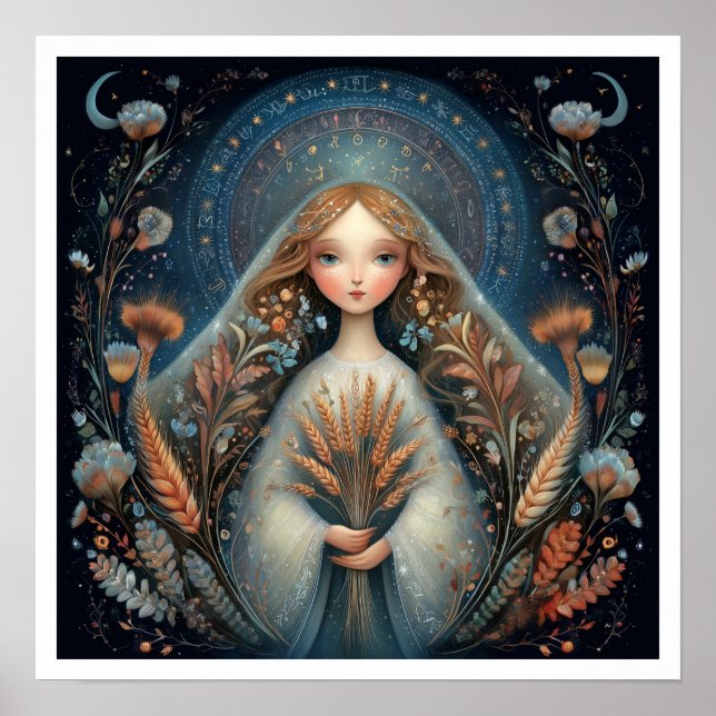 Affiche Virgo Zodiac Birth Sign Astrology Celestial (Devant)
