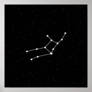 Affiche Virgo Zodiac Constellation moderne noir et blanc