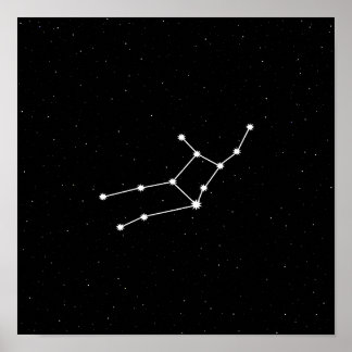 Affiche Virgo Zodiac Constellation moderne noir et blanc