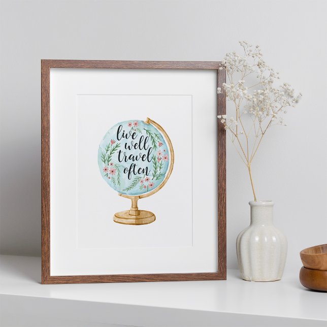 Affiche Vis Bien, Voyage Souvent (Créateur téléchargé)