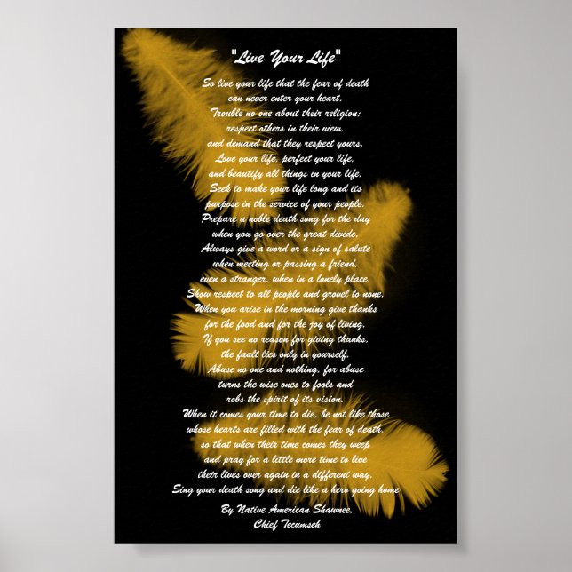 Affiche "Vis ta vie" Plumes d'or, chef Tecumseh (Devant)