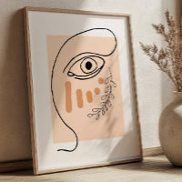 Visage Abstrait Art Linéaire BOHO Chic Cubique