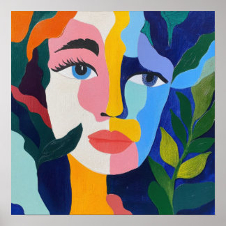 Affiche Visage Abstrait Coloré