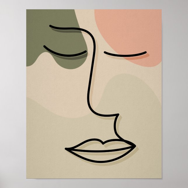 Affiche Visage Abstrait Tons Assourdis Tons Terre Boho Ten (Devant)