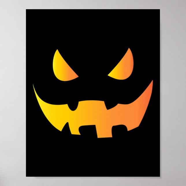 Affiche Visage Citrouille effrayant pour Halloween (Devant)
