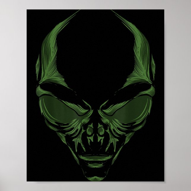 Affiche Visage d'Alien Vert (Devant)
