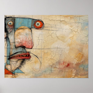 Affiche Visage d'art caricatural fantaisiste
