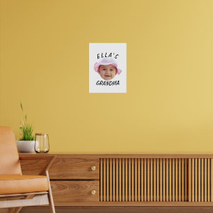 Affiche Visage de bébé personnalisé Photo Texte Grand-mère