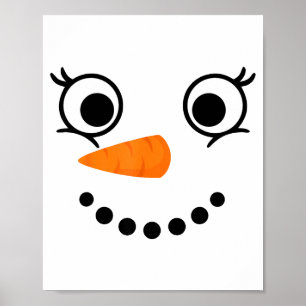 Affiche Visage de bonhomme de neige d'hiver Cils Noël Xmas