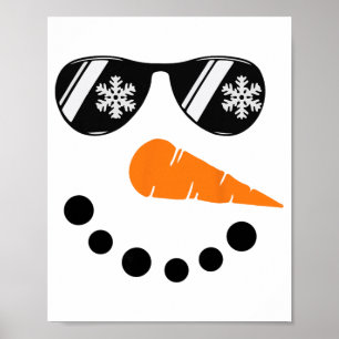 Affiche Visage De Bonhomme De Neige Lunettes De Soleil Noë