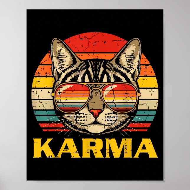 Affiche Visage de Chat Lunettes Karma Drôle Chat Chaton Ho (Devant)