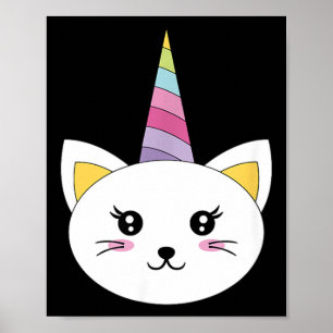 Affiche Visage de Chat Tête Licorne Cils Drôle Halloween
