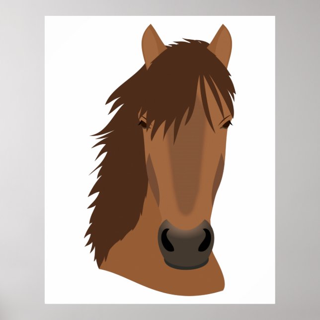Affiche Visage de Cheval de Châtaignier illustré (Devant)
