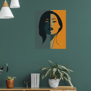 Affiche Visage de femme abstrait minimaliste – Art moderne