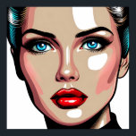 Affiche Visage de femme de bande dessinée Pop Art Ai<br><div class="desc">Femme pop art de style bande dessinée avec un visage semblable à du verre.</div>