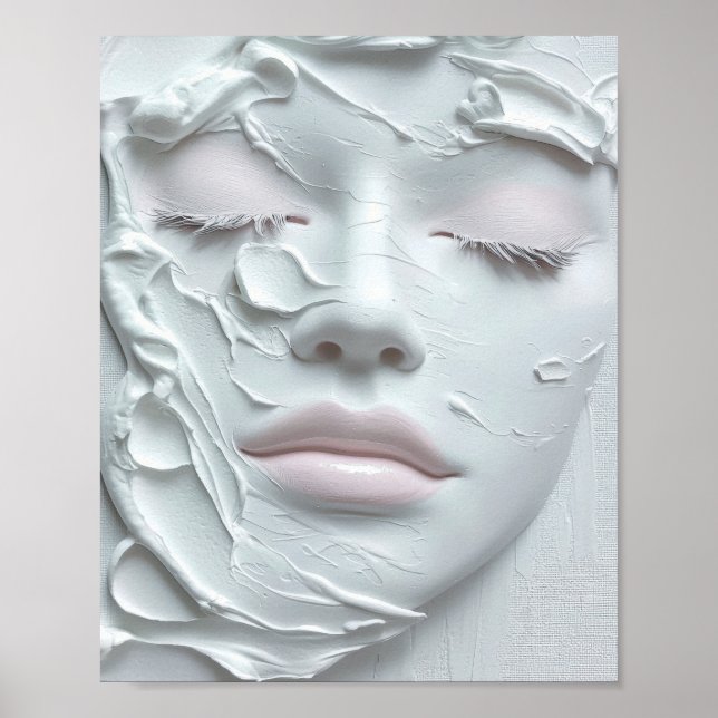 Affiche Visage de Fille Éthérée dans une Texture Douce Bla (Devant)