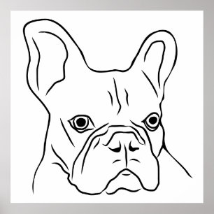 Affiche Visage de Frenchie Dessiné à la Main 
