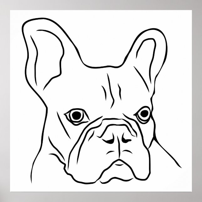 Affiche Visage de Frenchie Dessiné à la Main  (Devant)