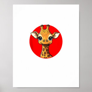 Affiche Visage de girafe adorable aux grands yeux dessin a