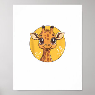 Affiche Visage de girafe mignon grands yeux amateur d'anim