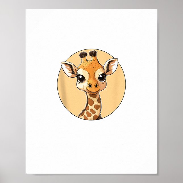 Affiche Visage de girafe mignon Yeux mignons de style safa (Devant)
