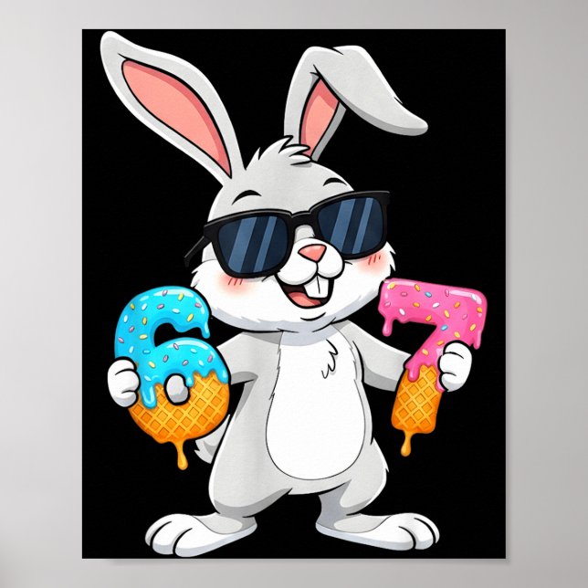 Affiche Visage de Lapin avec Casquette de Soleil de Pâques (Devant)
