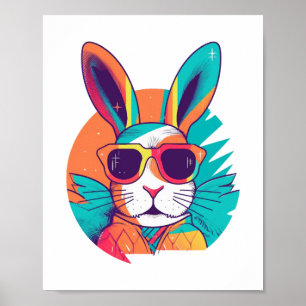 Affiche Visage De Lapin Avec Lunettes De Soleil Pour Garço