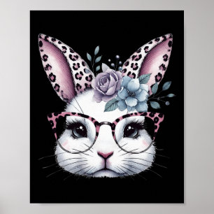 Affiche Visage de lapin de Pâques mignon pour filles