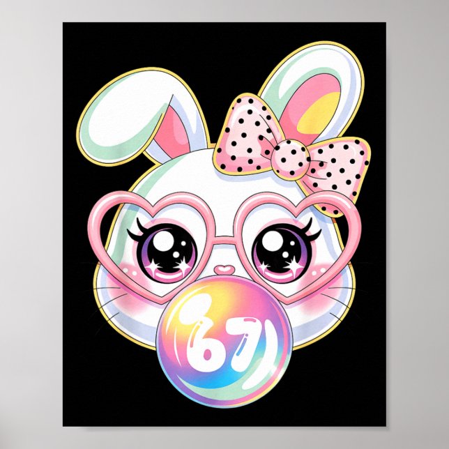 Affiche Visage de lapin mignon pour femmes filles enfants  (Devant)