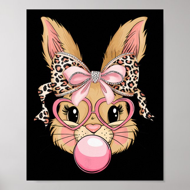 Affiche Visage de léopard de lapin de Bunny mignon Fille G (Devant)