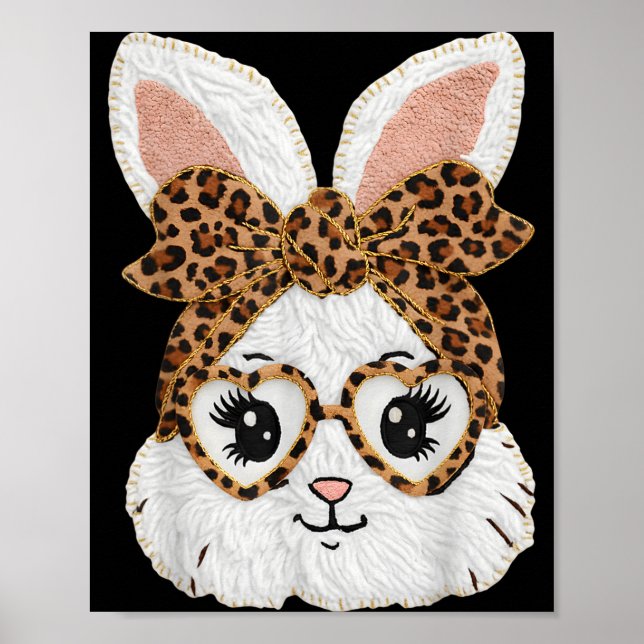 Affiche Visage de léopard de lapin de lapin mignon Fille G (Devant)