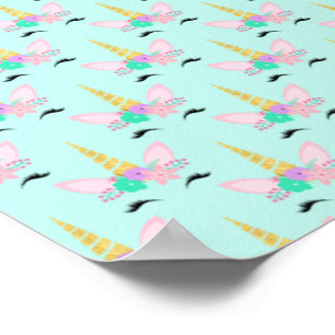 Affiche Visage de Licorne Fleurs de Corne Dorée Pastel Cla