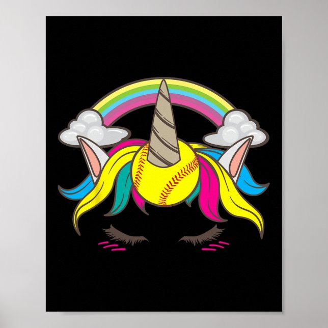 Affiche Visage de licorne mignon drôle Softll amoureux pou (Devant)