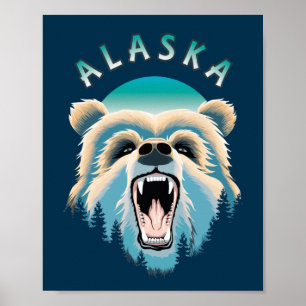 Affiche Visage de l'ours grizzli - Alaska Wildlife