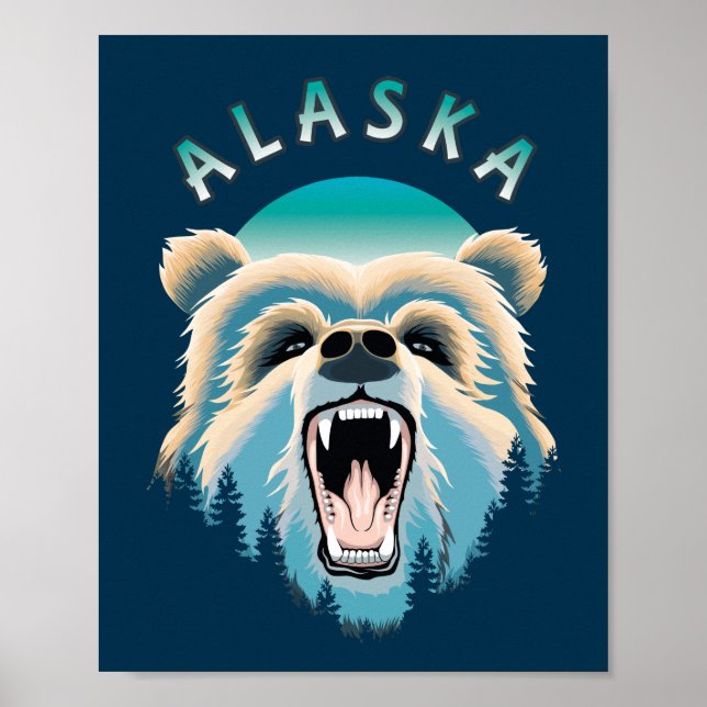Affiche Visage de l'ours grizzli - Alaska Wildlife (Devant)