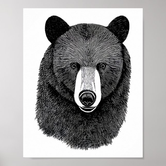 Affiche Visage de l'ours noir dessin original de l'art ani (Devant)