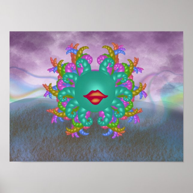 Affiche Visage de Méduse Arc-en-Ciel Psychédélique (Devant)