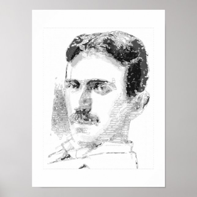 Affiche Visage de Nikola Tesla (Devant)