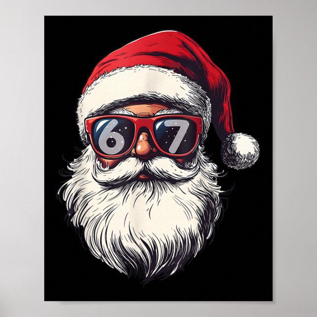 Affiche Visage de Père Noël 67 Noël Six Sept Bruh Meme  (Devant)