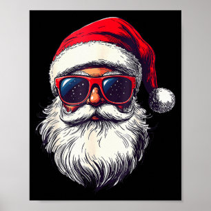 Affiche Visage de Père Noël Cool Lunettes de soleil Rétro