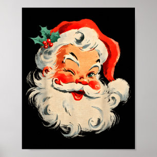 Affiche Visage de Père Noël cool Noël joyeux Rétro Vintage