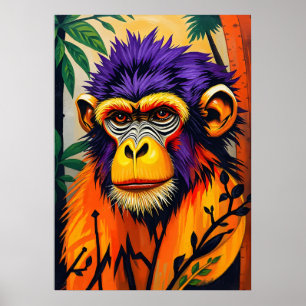 Affiche Visage de singe psychédélique - Neon Jungle Energy