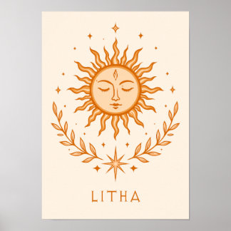 Affiche Visage de soleil céleste itha Couronne botanique A